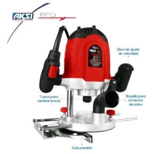 router para madera profesional aksi de 1600w de columna 190551