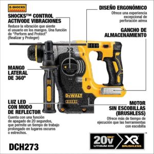rotomartillo inalambrico dewalt 20v max xr DCH273P2 ion litio sds plus sds+ 2.1J