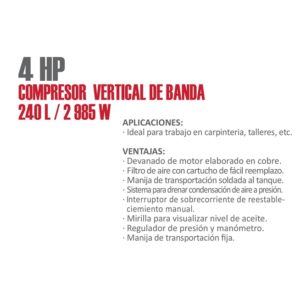 compresor de aire vertical industrial aksi 240l 4hp 197652 de faja