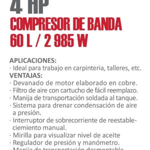 compresor de aire aksi industrial horizontal de faja 60 litros 120v 110v 240v bivoltaje 4hp 197631