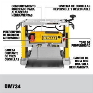 003 cepillo para madera electrico dewalt de 2000w de 12.5 pulgadas cepilladora de banco DW734