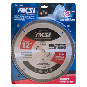 01 Disco de Sierra Circular AKSI Aluminio 12 X 100T Dientes de Carburo 118542