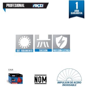 Bomba de Agua AKSI 1HP 120V Centrifuga Impulsor Inoxidable 103L/min 191343 alto caudal