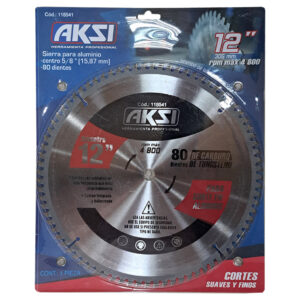 Disco de Sierra Circular AKSI Aluminio 12" X 80T Dientes de Carburo 118541