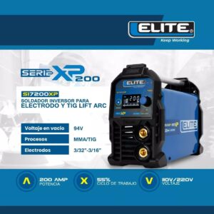 soldadora electrica inverter elite de 200 amperios si7200xp