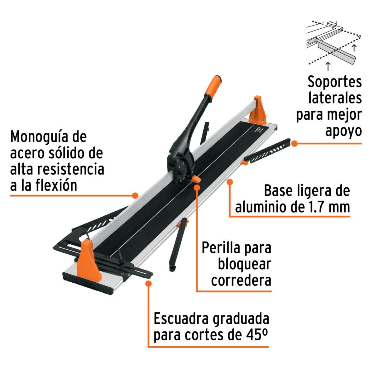 Cortador de Azulejo TRUPER Expert con Baleros 47" 120cm 11775 con Estuche para Gran Formato de Porcelanato 2 cortador de azulejo ceramica porcelato piso truper expert para gran formato 47 pulgadas 120cm con rodamientos y baleros 11775 ferromaya quetzaltenango guatemala
