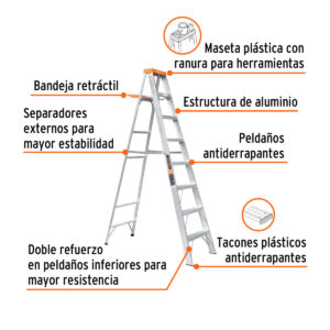 escalera truper aluminio tipo tijera de 8 pies tipo II tipo 2 10337