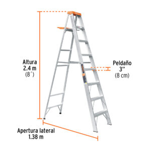 escalera truper aluminio tipo tijera de 8 pies tipo II tipo 2 10337