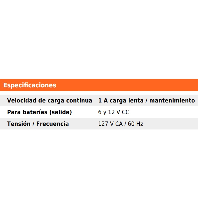 Cargador de Baterías TRUPER de 1A 12V y 6V 101610 4 Cargador de Baterías TRUPER de 1A 12V y 6V 101610 - Imagen 4