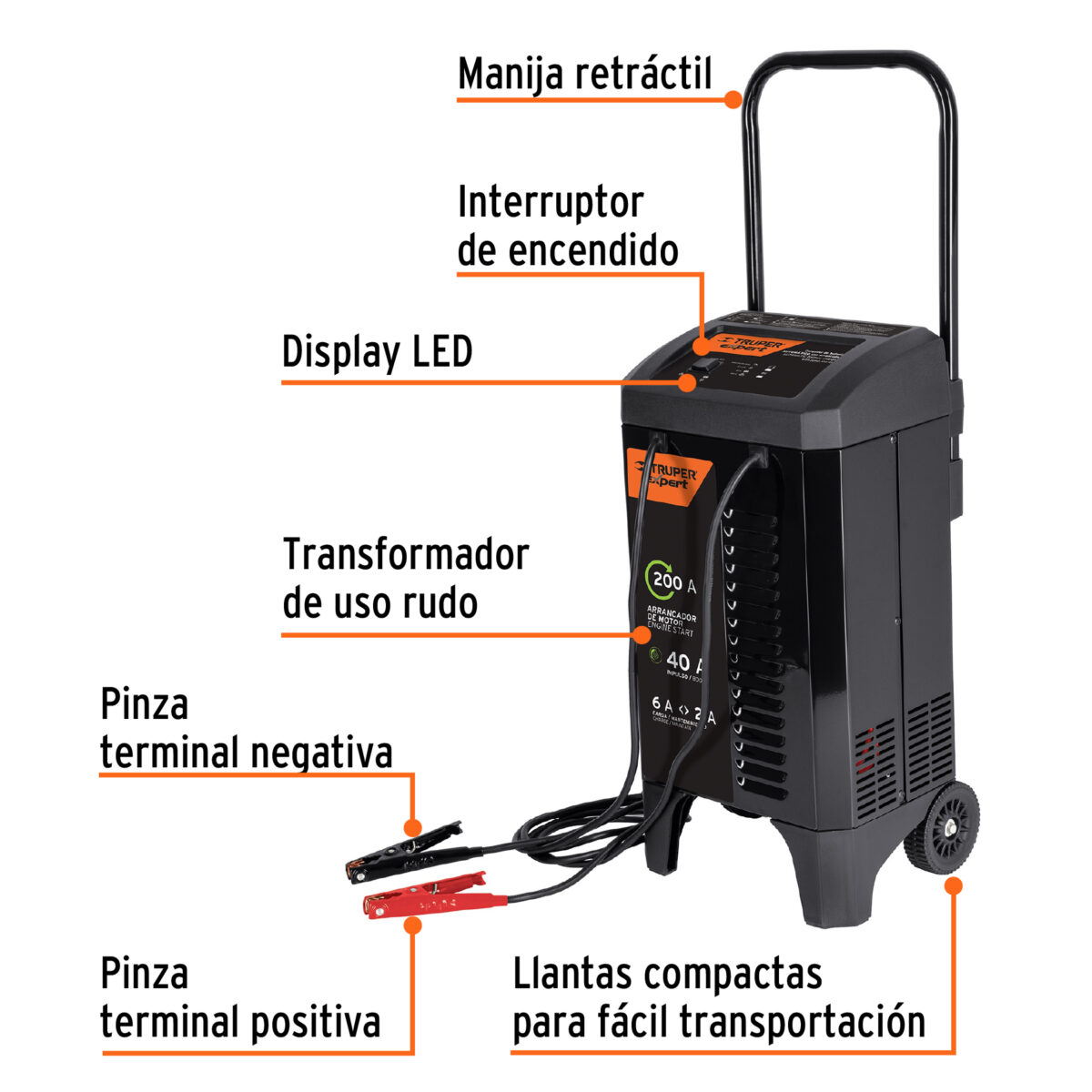 Cargador de Baterías TRUPER Expert con Arrancador 200A 12V 19589 2 cargador de baterías truper expert de 200A 12v 19589