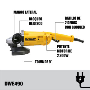 03 Pulidora Esmeriladora DEWALT de 2200w watts industrial DWE490-B3 guatemala