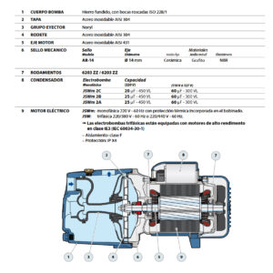 03 bomba de agua autocebante jet pedrollo de 1 hp 110v italiana jswm 2cx-1