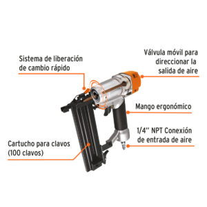 02 clavadora nuematica truper de aire calibre 18 clne-18 2 pulgadas 13180
