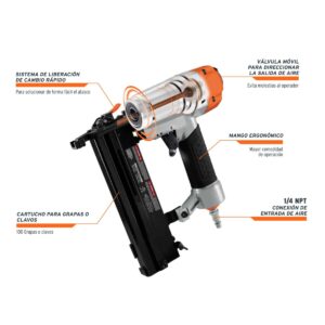 02 clavadora y engrapadora nuematica truper de aire calibre 18 2 pulgadas 100779