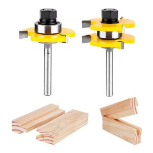 01 Juego de Cuchillas para Router KOWOOD cuchilla fresa para router broca kowood para machimbrador union hembra y macho raiz 1-4 x 1-2
