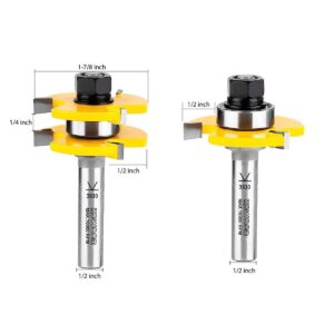 02 cuchilla fresa para router broca kowood para machimbrador union hembra y macho raiz 1-4 x 1-2 raiz 1-2 pulgada