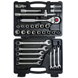02 juego de copas y llaves force de 31 piezas con estuche plastico para mecanica automotriz 4312