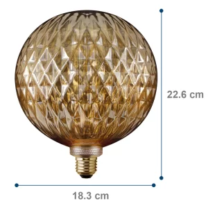 03 foco vintage globo grande panal aksi luz calida decorativo dimeable enroscable ambar 122163