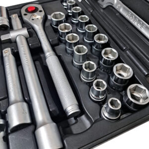03 juego de copas y llaves force de 31 piezas con estuche plastico para mecanica automotriz 4312