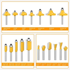 03 juego de cuchillas para router de 35 piezas brocas para router raiz 1-4 con estuche