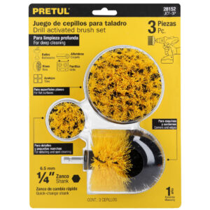 02 cepillos para barreno taladro pretul juego de 3 piezas para limpieza mutiusos automotriz 28152 JCE-3P