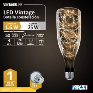 02 foco decorativo vintage aksi luz calida tipo botella para deoración constelacion 122141