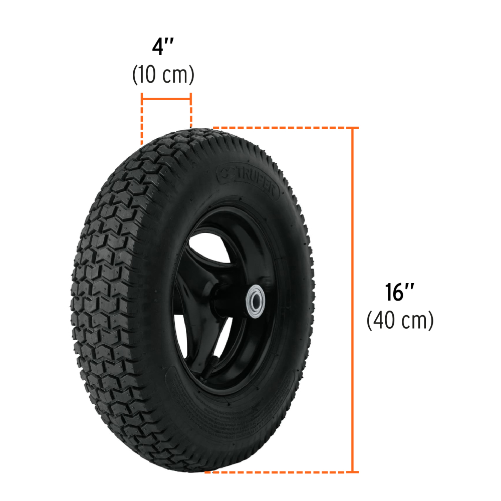 Carreta TRUPER 4.5 ft³ con Llanta Neumática Reforzada y bastidor tubular 11740 3 Carreta Truper, Carretilla de carga truper, Herramientas pesadas, Construcción, Jardinería, Agricultura, Transporte de materiales, Alta durabilidad, Llanta neumática, carreta truper Capacidad 580 kg Ferromaya Guatemala