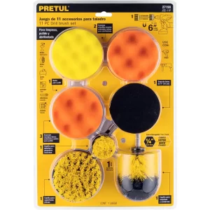 03 juego cepillos para limpieza y pulido pretul multiusos uso en barreno taladro zanco hexagonal de 1-4 27190