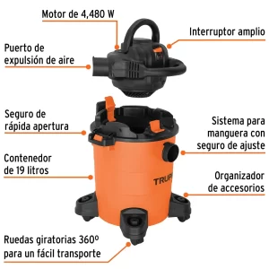 02 aspiradora truper portatil sopladora desmontable 5 galones seco y mojado 101521 ASP-5S