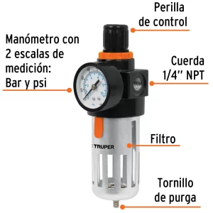 02 filtro truper para compresor trampa de agua con manometro y regulador para humedad de aire 18238 ferromaya guatemala