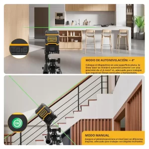 Nivelador Laser Líneas Cruzadas Verdes Autonivelante con Trípode, Nivel láser, Láser verde, Nivel de construcción, Autonivelante, Alineación profesional, Nivel de azulejos, Construcción y remodelación