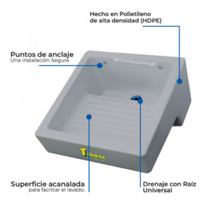 Lavadero plastico empotrable talishte para pared gris, lavadero empotrable, lavadero para pared, lavadero de plástico, lavadero empotrable gris, lavadero fácil instalación, lavadero duradero, guatemala