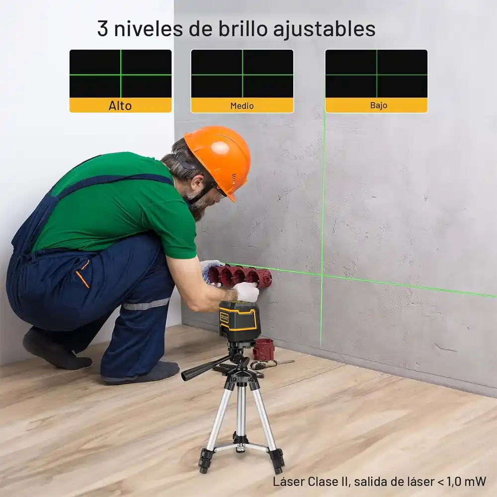 Nivelador Laser Lineas Cruzadas Verdes Autonivelante con Tripode 3 Nivelador Laser Líneas Cruzadas Verdes Autonivelante con Trípode, Nivel láser, Láser verde, Nivel de construcción, Autonivelante, Alineación profesional, Nivel de azulejos, Construcción y remodelación
