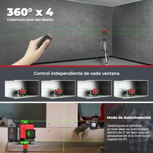 01 Nivelador láser 4D WEIDDW 360 grados Autonivelante 16 Líneas de Alta Visibilidad Verde, nivelador láser 4D, nivel láser 16 líneas, nivel láser autonivelante, nivel láser pared pisos azulejos, nivel láser interior y exterior, FerroMaya Guatemala