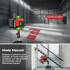 01 Nivelador láser 4D WEIDDW 360 grados Autonivelante 16 Líneas de Alta Visibilidad Verde, nivelador láser 4D, nivel láser 16 líneas, nivel láser autonivelante, nivel láser pared pisos azulejos, nivel láser interior y exterior, FerroMaya Guatemala