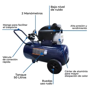 Compresor de Aire Campbell Hausfeld 50 Litros 120V 2 HP con Pistola y Manguera DC500100DI, Compresor de aire, Campbell Hausfeld, Compresor 50 litros, Pintura automotriz, Flujos de aire estables, compresor de aire 2 HP, Presión máxima 125 PSI, Guatemala, Ferromaya