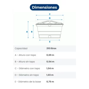 Deposito para Agua FORTLEV 310 Litros con Tapa Hermética de Polietileno, Deposito de agua, Caja de agua, Tanque de agua, soluciones de almacenamiento, Almacenamiento de agua, deposito de agua guatemala, Ferromaya, Riego