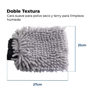 Guante de Microfibra CarrOk con Doble Textura 27×21cm Súper Absorbente Multiuso, Guante de limpieza, Guante para auto, Guante absorbente, Accesorio de limpieza, Limpieza automotriz, car wash, Limpieza hogar, Guante lavable