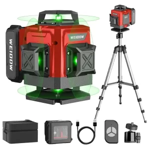 nivel laser 4D weiddw 16 lineas 360 grados autonivelante 1 batería baterias con tripode nivelador nivel laser