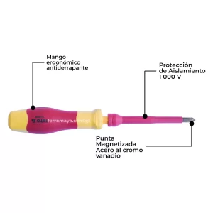 Juego de desarmadores YATO Dieléctricos Intercambiables YT-28290, destornilladores aislados, desarmadores yato, juego de destornilladores eléctricos, desarmadores de 1000V, herramientas para electricista, TY 28290, desarmadores planos y phillips, desarmadores Guatemala, Ferromaya