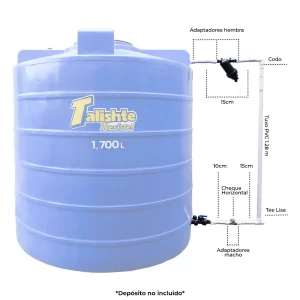 Kit de accesorios para instalación de Depósitos Talishte Sistema Cerrado, accesorios instalación sistema cerrado, kit completo para depósitos de agua, depósitos de agua, instalación deposito de agua, conexiones pvc para depósitos, tubería y accesorios para depósitos