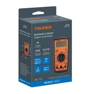 Multímetro Truper Digital 10401 con Prueba de Continuidad y Temperatura, Multímetro digital, Medidor de voltaje, multimetro con Prueba de diodos, Medición de temperatura, Medidor de circuitos, Tester eléctrico, Polímetro, Electricidad, Ferromaya, Guatemala