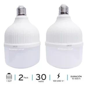 Focos LED Alta Potencia AKSI 30W Luz Blanca Pack de 2 unidades, foco led 30w, foco aksi 30w, focos alta potencia, focos led, iluminación, focos led pack 2 unidades, focos luz blanca, Set de 2 Focos LED, Focos LED precio Guatemala, FerroMaya