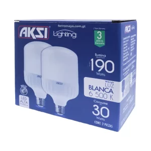 Focos LED Alta Potencia AKSI 30W Luz Blanca Pack de 2 unidades, foco led 30w, foco aksi 30w, focos alta potencia, focos led, iluminación, focos led pack 2 unidades, focos luz blanca, Set de 2 Focos LED, Focos LED precio Guatemala, FerroMaya