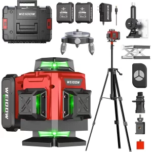 01 nivel laser 360 grados weiddw profesional nivelador láser linea verde con tripode y accesorios completo y estuche plastico precio guatemala 4d 16 lineas deluxe
