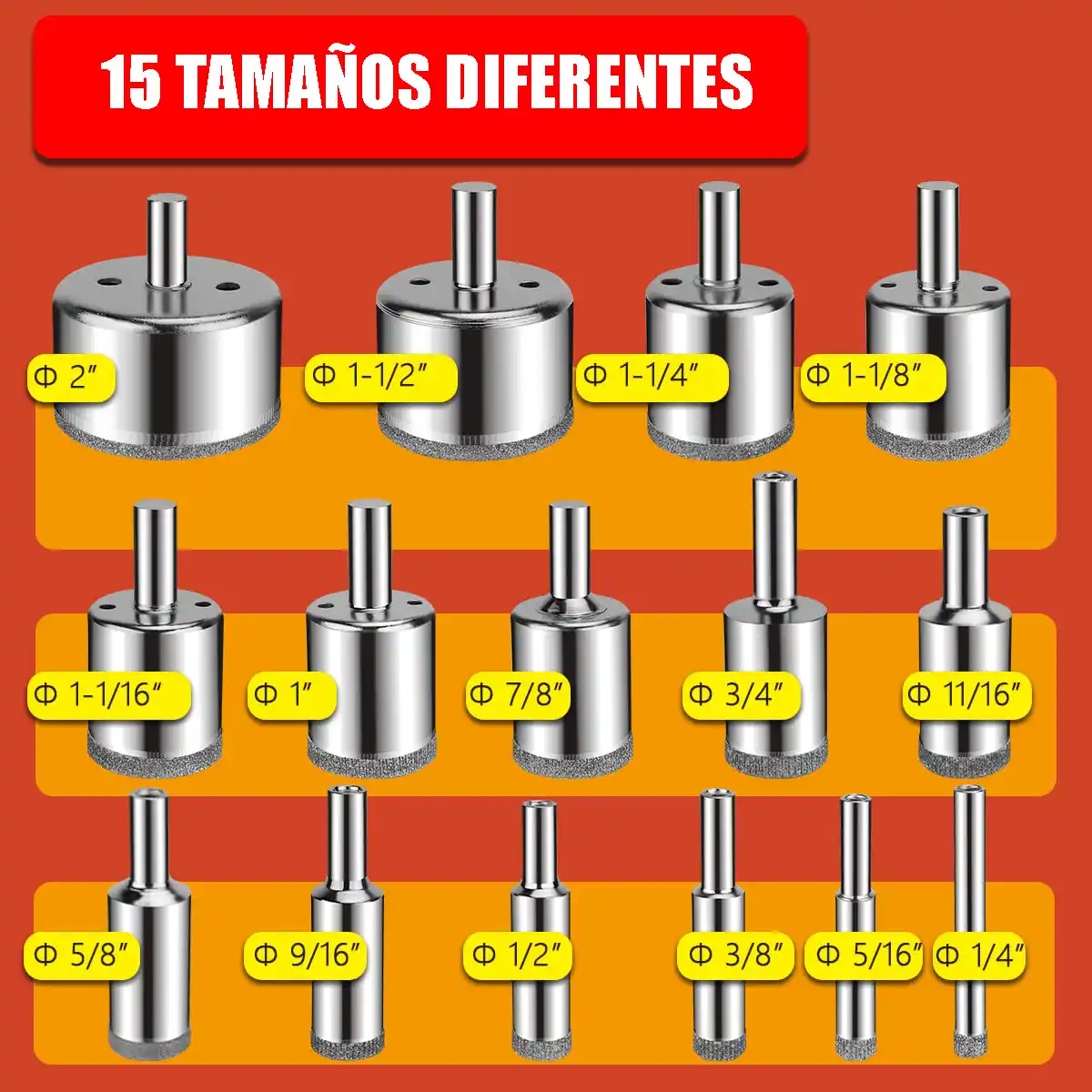 Juego de Brocas Diamantadas 15 Piezas con Guía para Cerámica Azulejo y Piso 2 02 Juego de Brocas Diamantadas 15 Piezas con guia para Cerámica Azulejo y Piso guatemala ceramica
