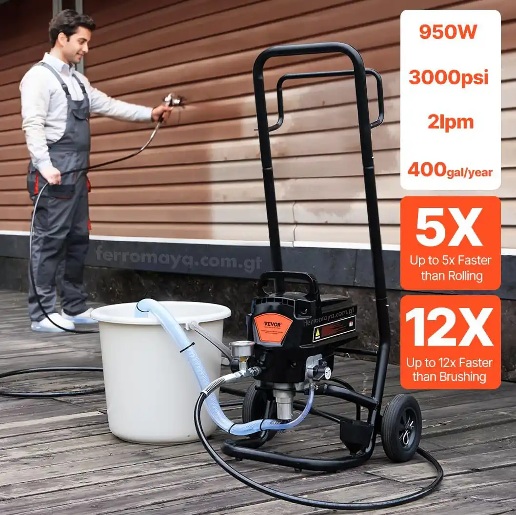 02 Pulverizador de Pintura Airless VEVOR 950W Tipo Carrito 950W 3000PSI 2LPM RP8628 Plus rociador rociadora pulverizadora maquina para pintar guatemala tipo carrito paint sprayer