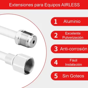 03 Extensiones para Pistola de Pintar Rociador AIRLESS Juego 20cm - 100cm Juego X5 con Junta Articulada guatemala rociadora