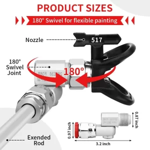 04 Extensiones para Pistola de Pintar Rociador AIRLESS Juego 20cm - 100cm Juego X5 con Junta Articulada guatemala rociadora