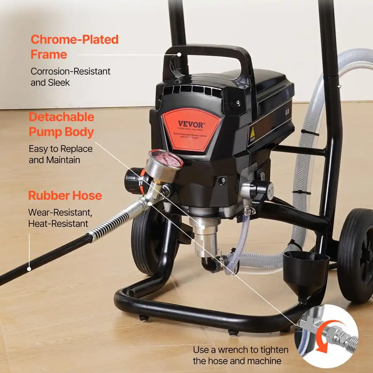 04 Pulverizador de Pintura Airless VEVOR 950W Tipo Carrito 950W 3000PSI 2LPM RP8628 Plus rociador rociadora pulverizadora maquina para pintar guatemala tipo carrito paint sprayer